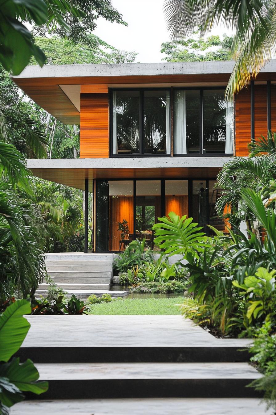 Modern house surrounded by lush greenery in Kerala