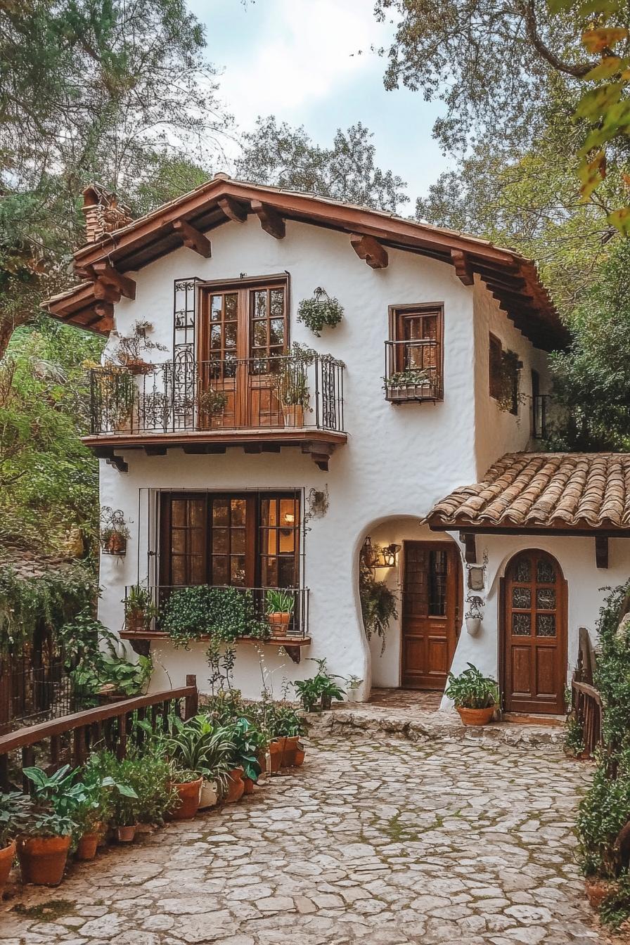 Charming Spanish-style cottage with lush greenery