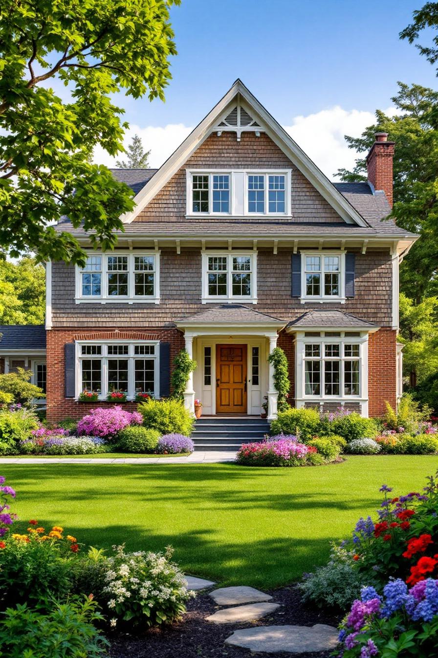 Charming house with lush garden and vibrant flowers