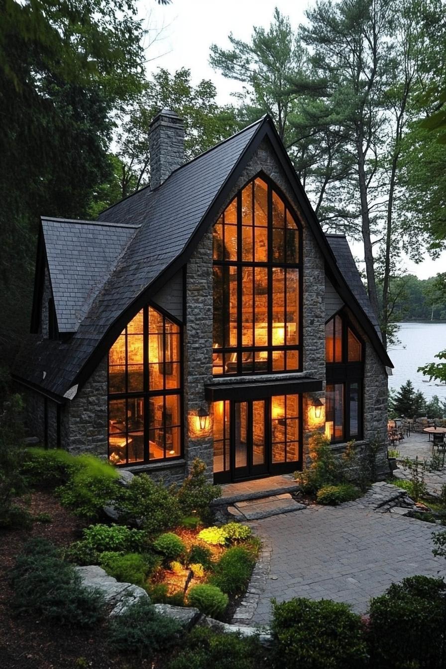 Radiant stone cottage with large glass windows