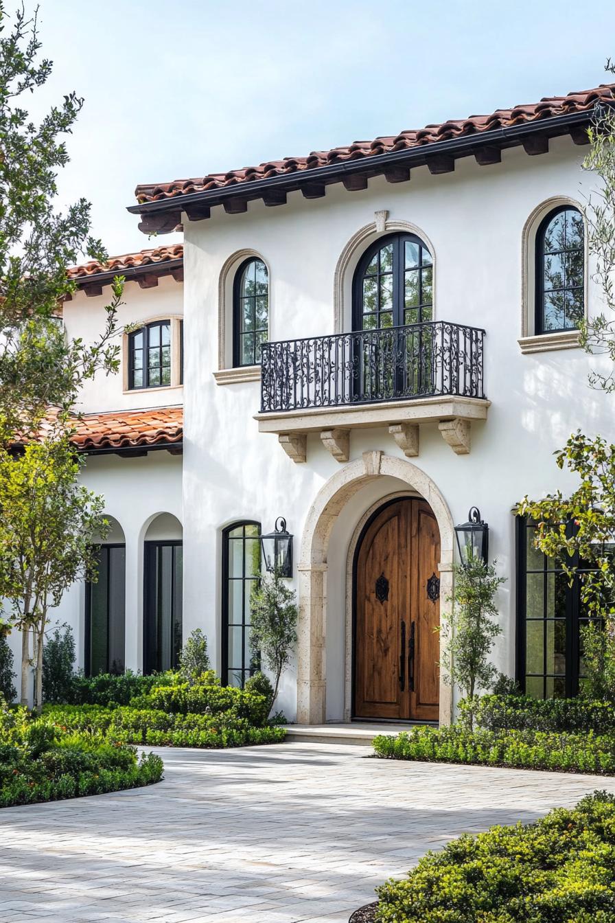 Italian villa with arches and terracotta roof