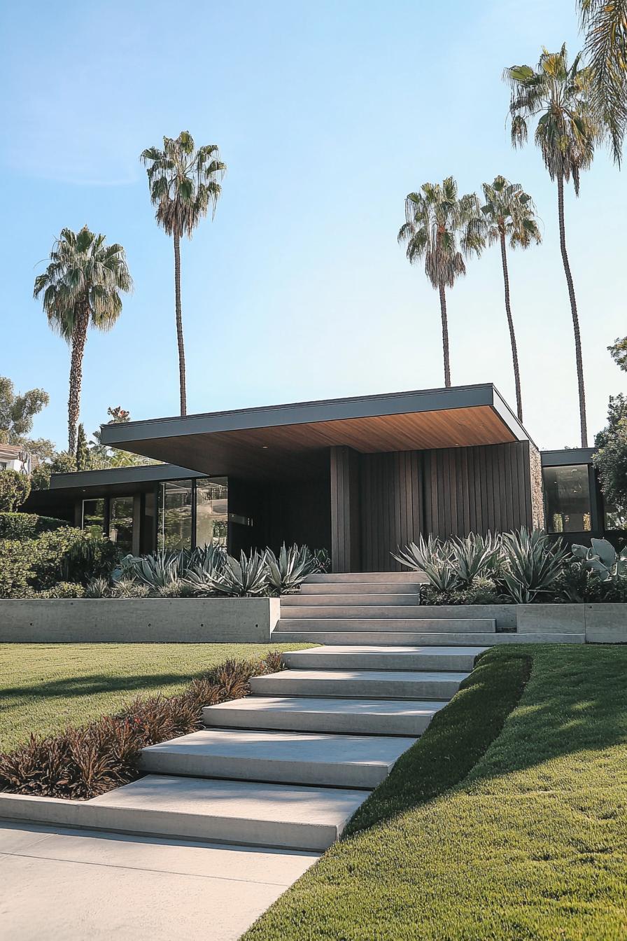 Modern house with palm trees and a sleek design