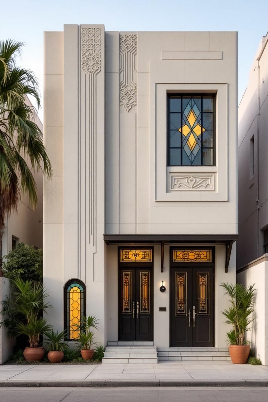 Stunning Art Deco house facade with ornamental details