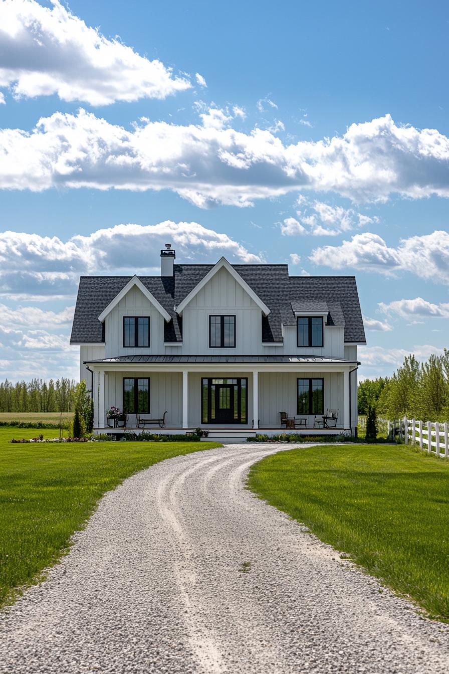 Idyllic countryside house with gabled roof