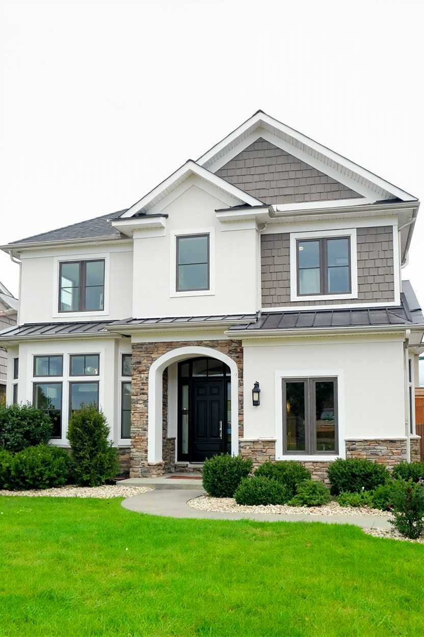 Two-Story House with Stone and Siding Facade