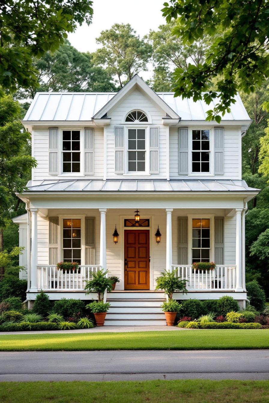 Classic white Southern-style home with a charming porch