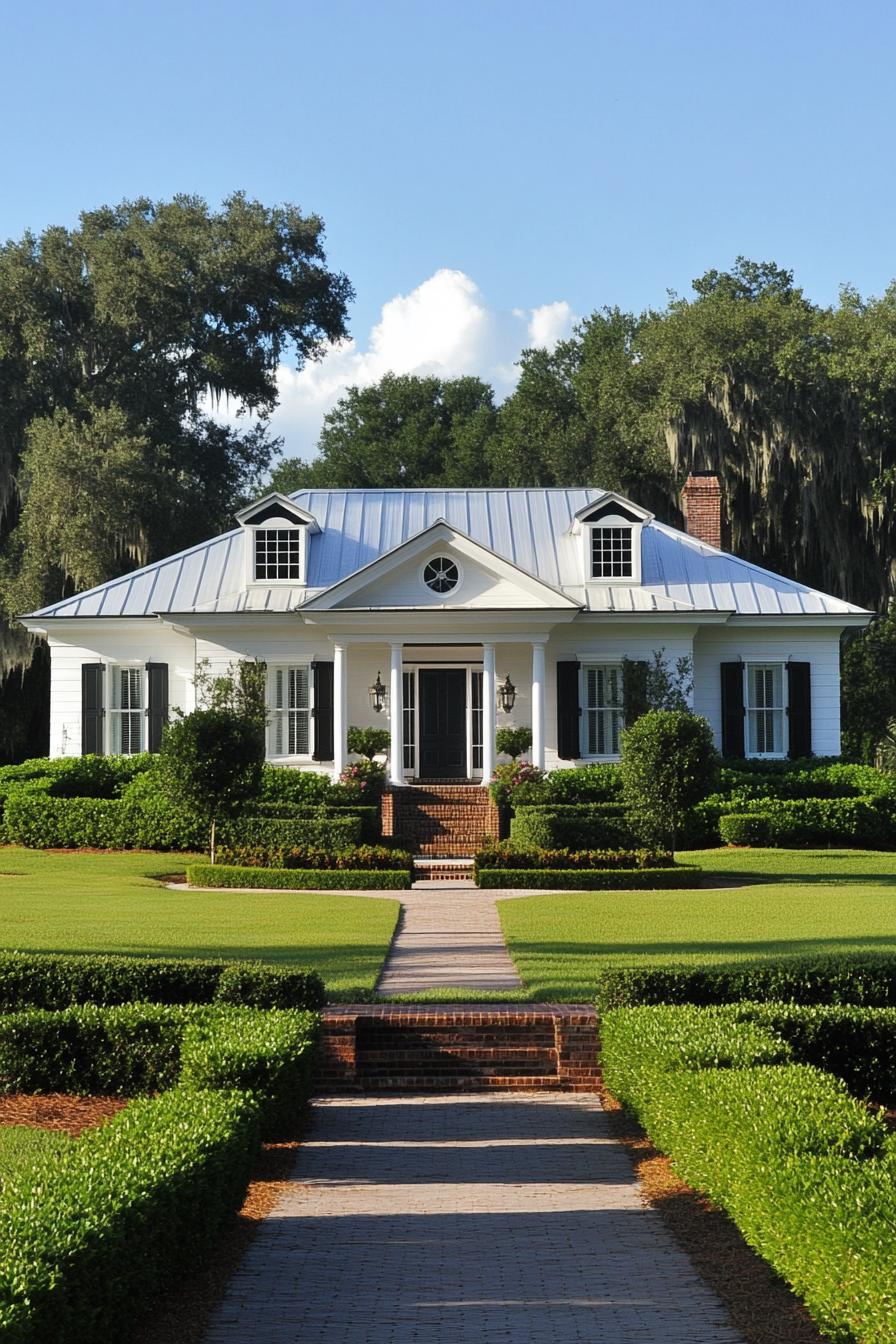 Classic Southern home with white columns and verdant lawn