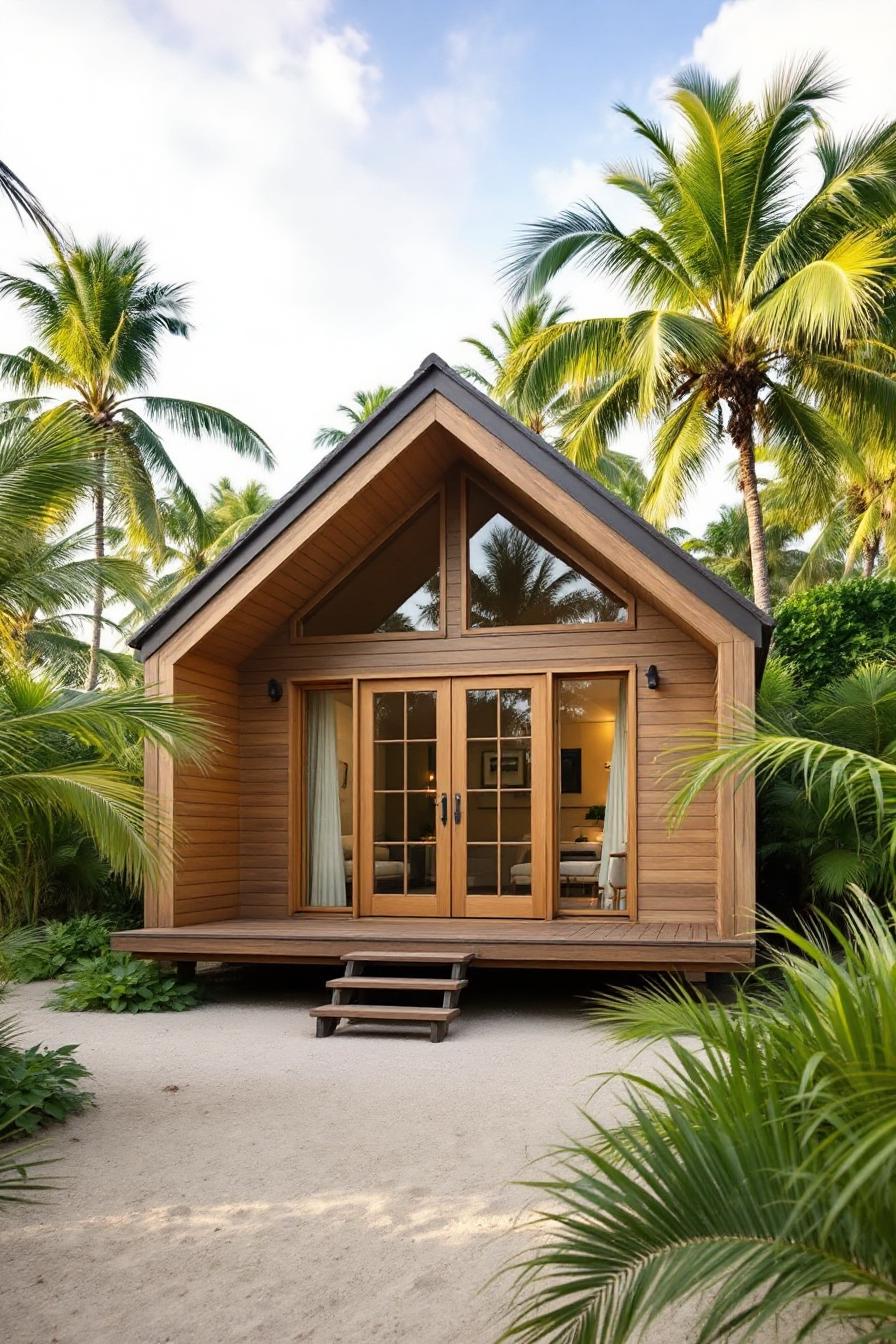 Tropical cottage with palm trees