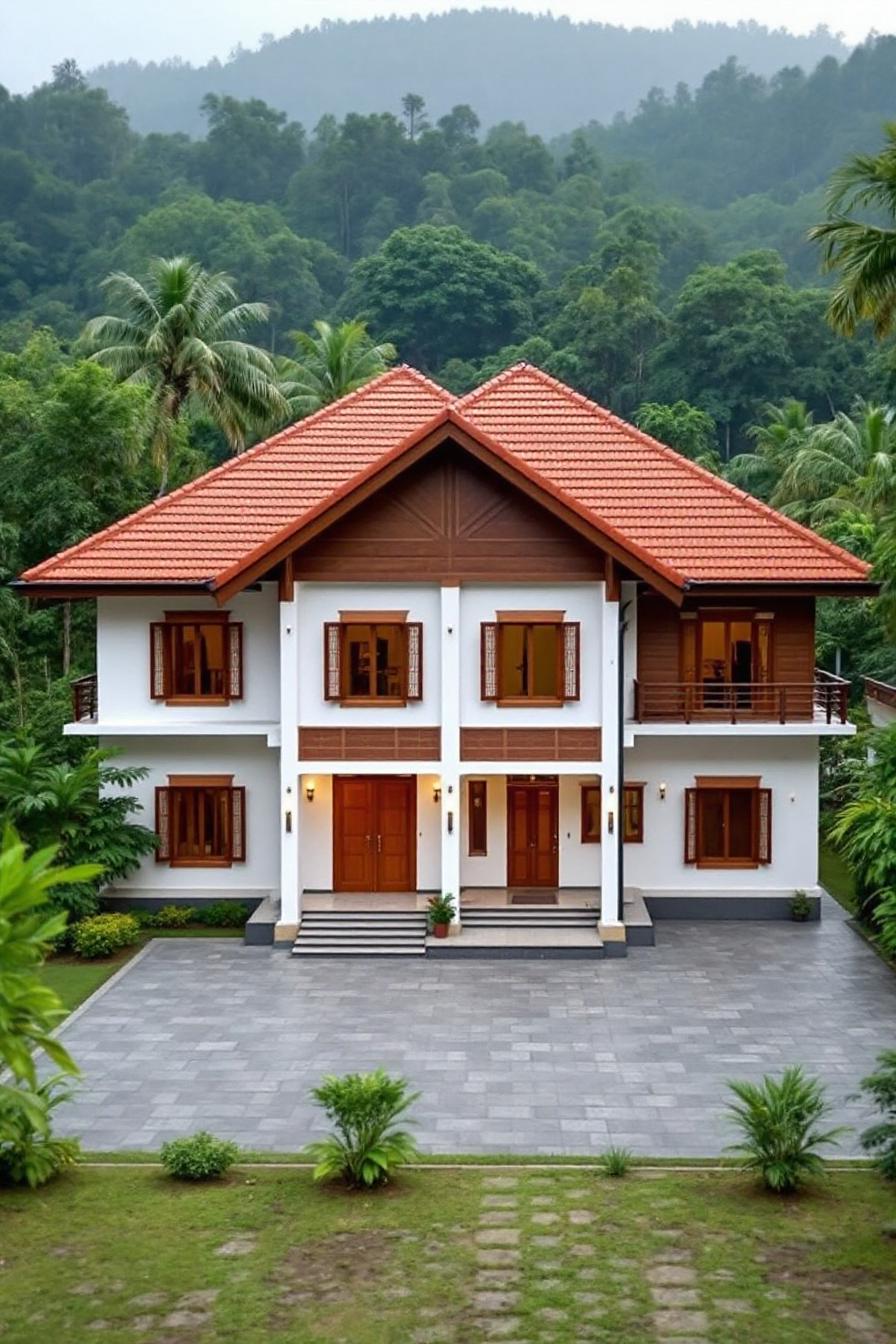 A charming Kerala house surrounded by lush greenery