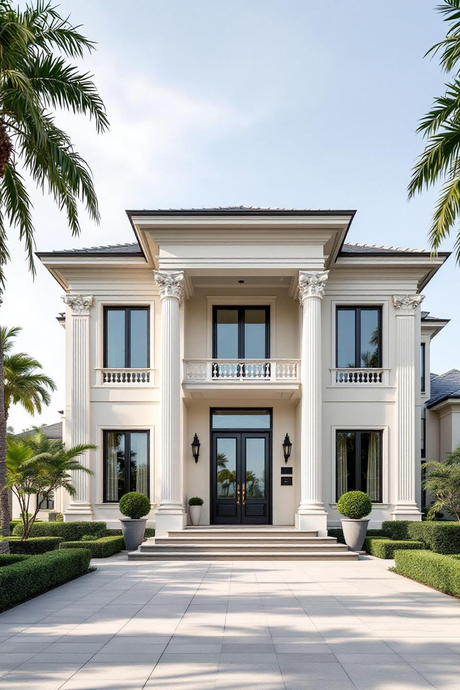 Elegant villa exterior with classic pillars