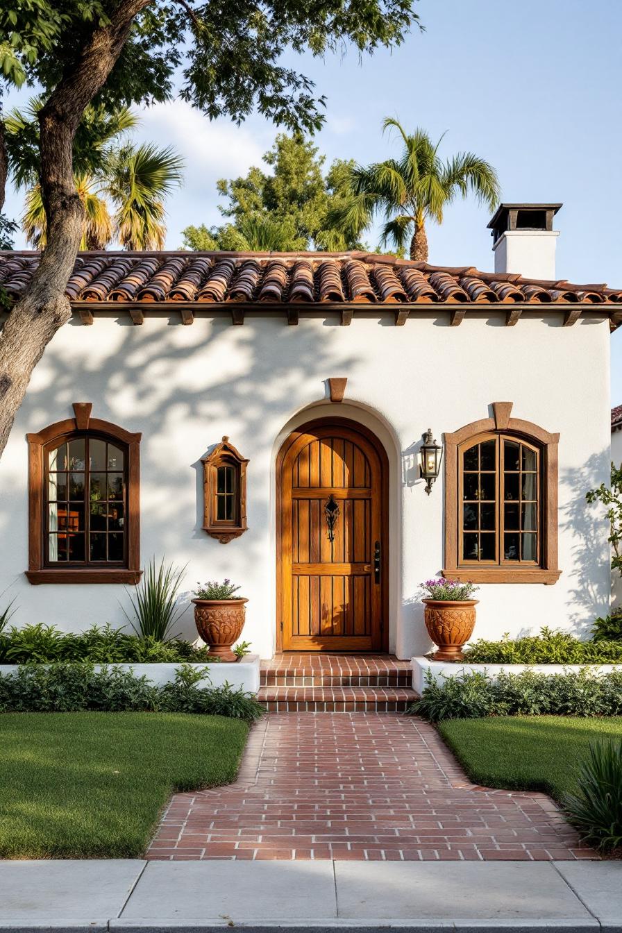 Charming Spanish cottage with arched wooden door