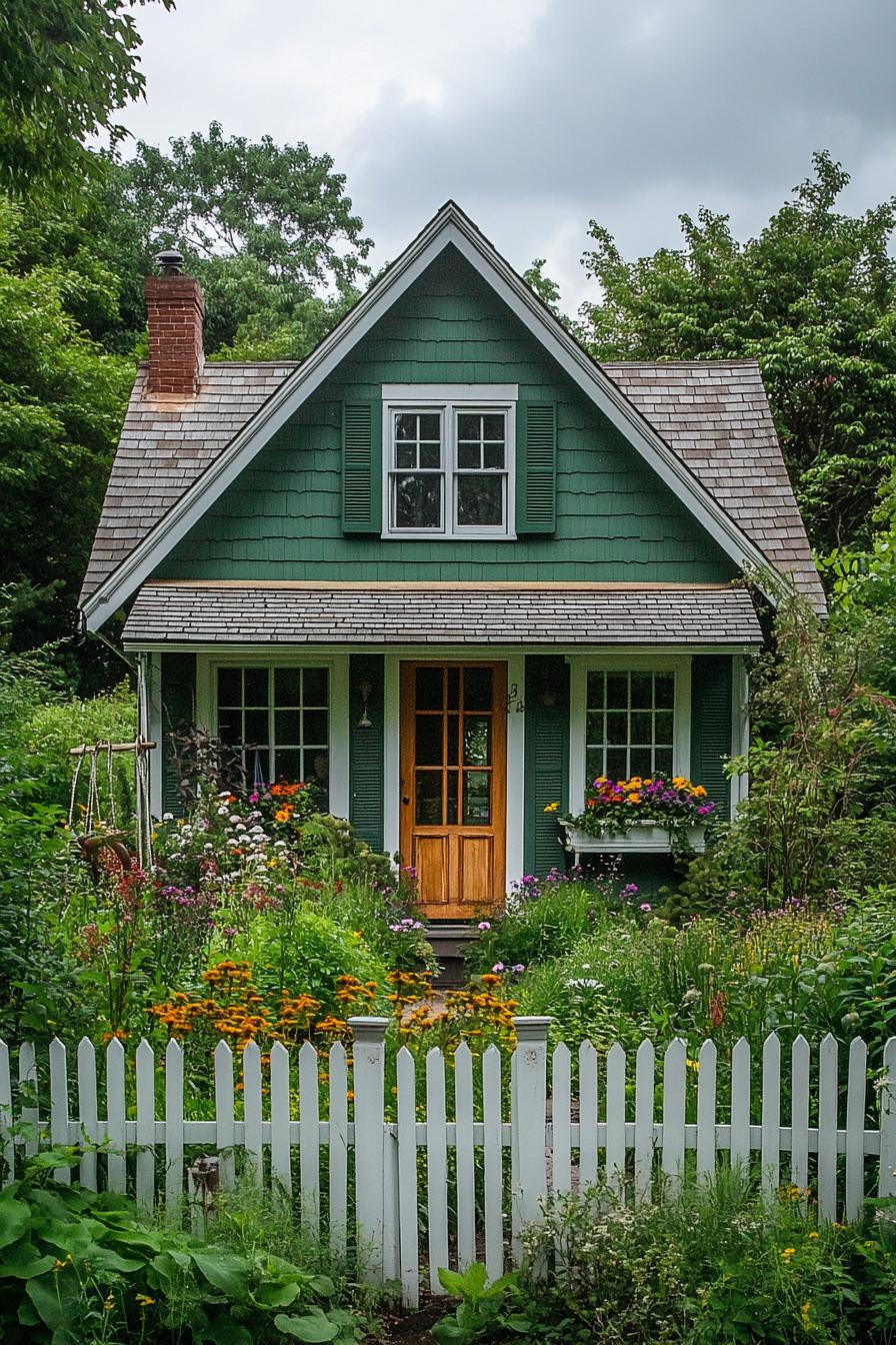 Charming green cottage with lush garden