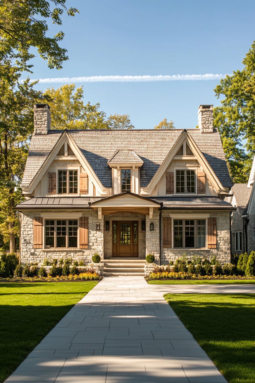 Charming stone house surrounded by lush greenery