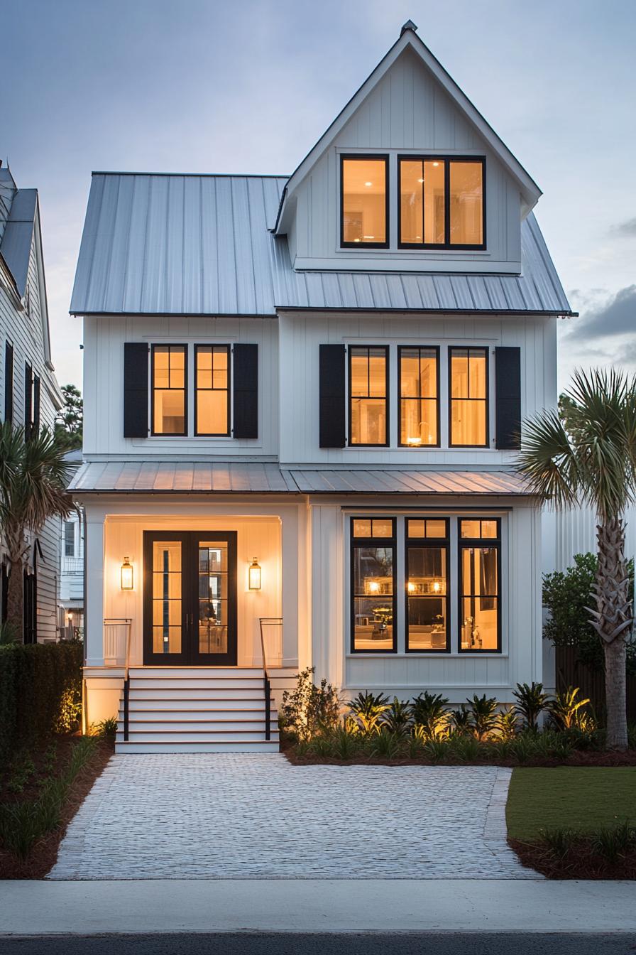 Charming coastal house with a warm glow