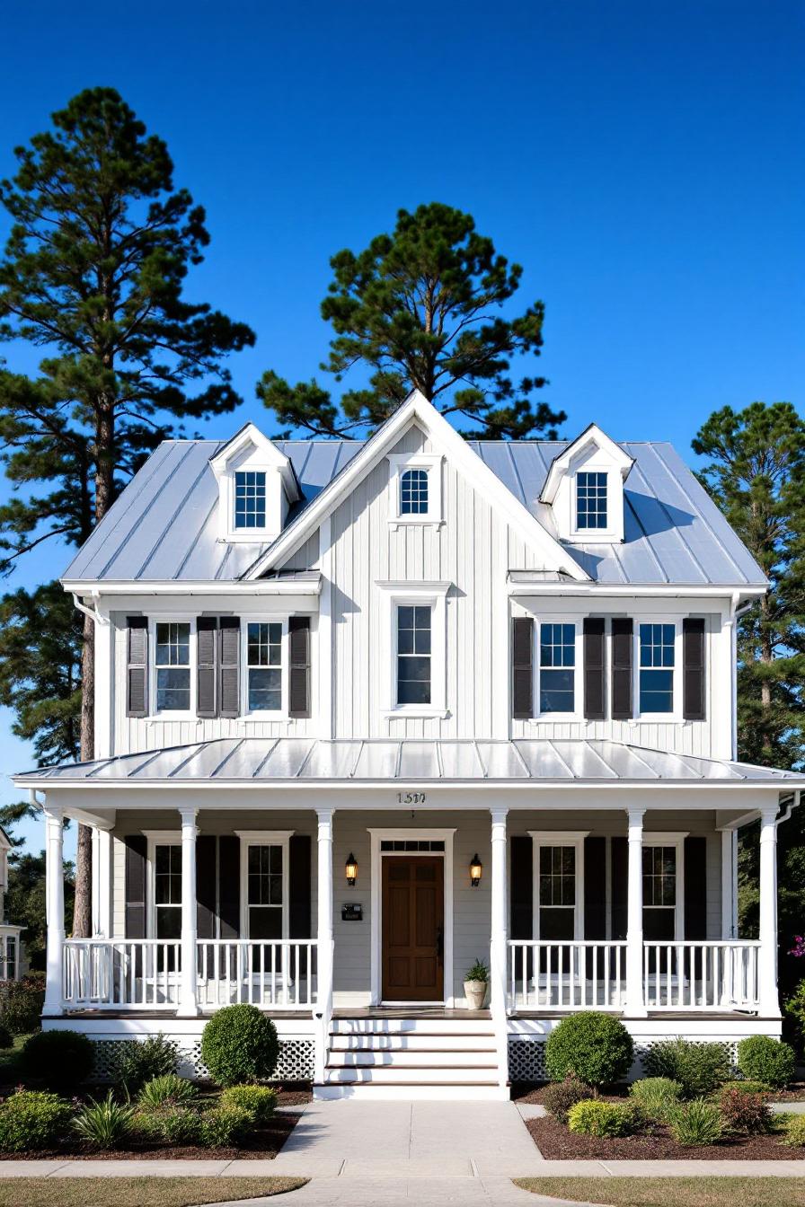 White Southern house with porch and trees