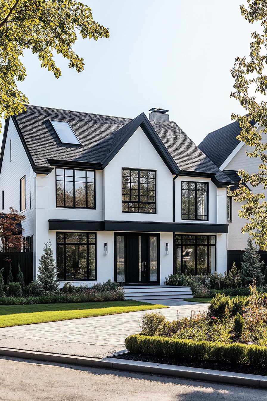 White house with dramatic black accents