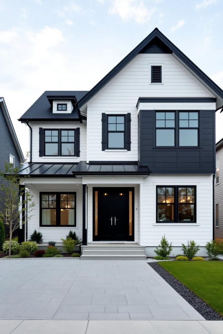 76 White House Designs with Black Trim
