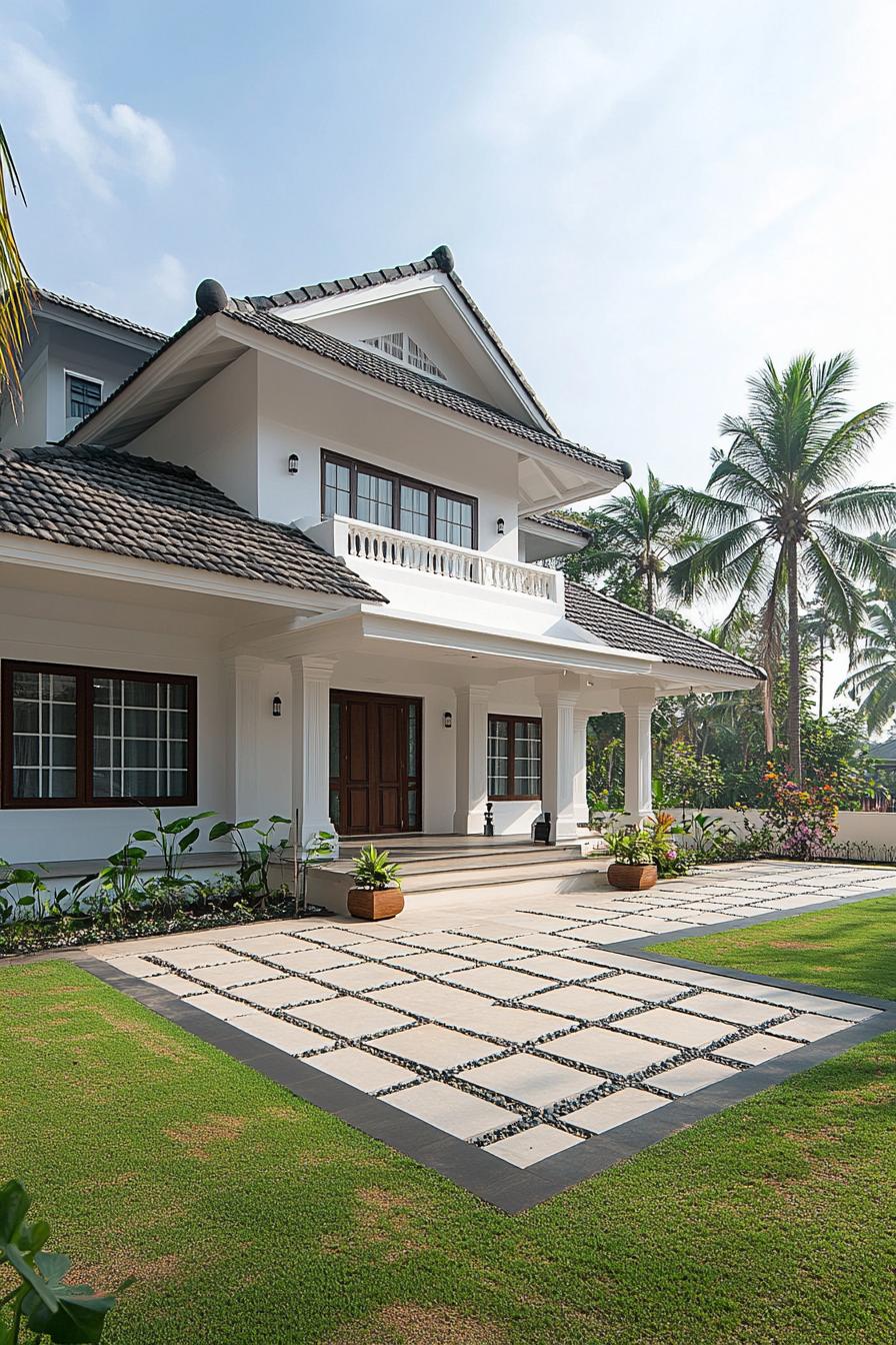 Elegantly designed Kerala house with palm trees