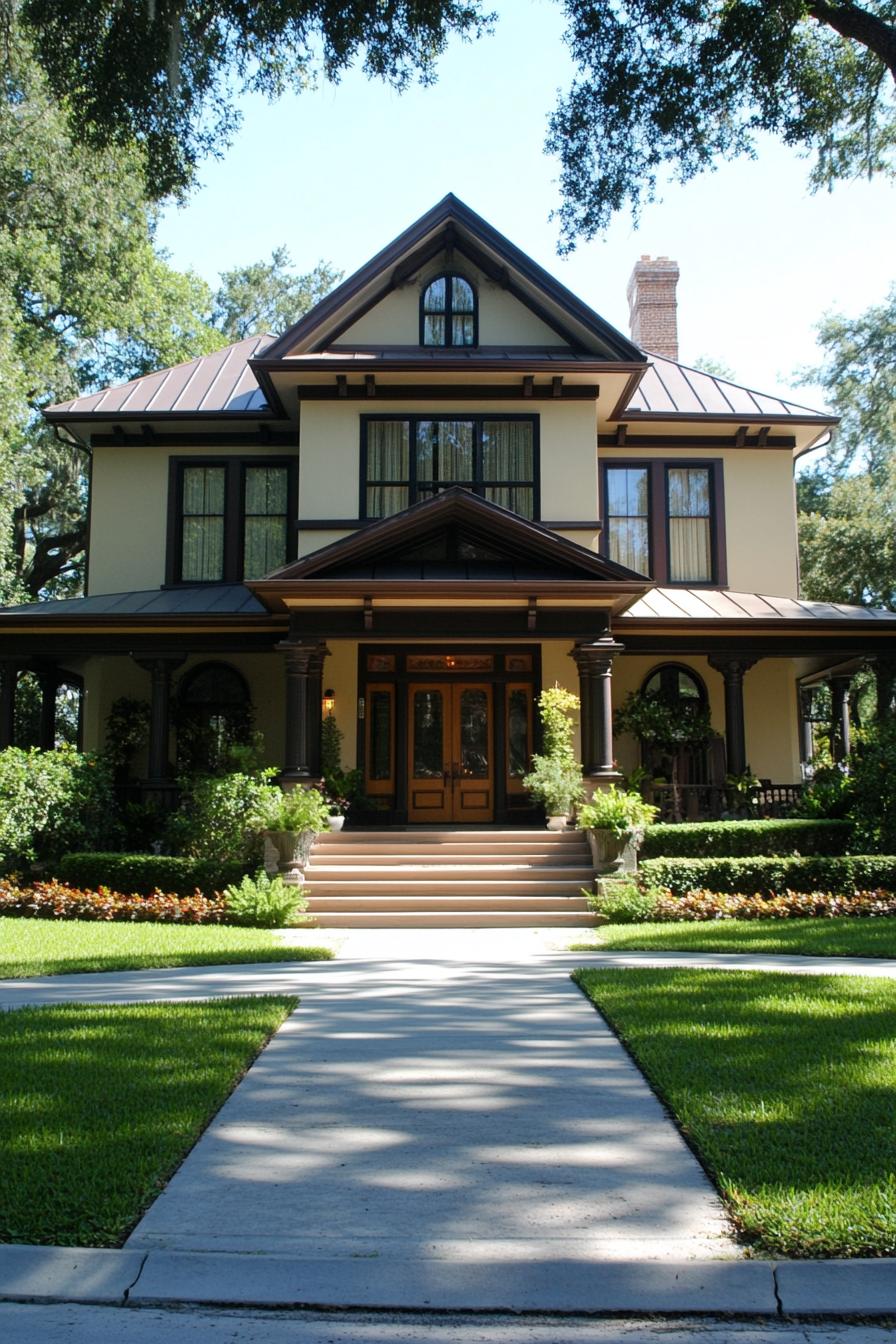 Beautiful traditional Southern home with a welcoming pathway