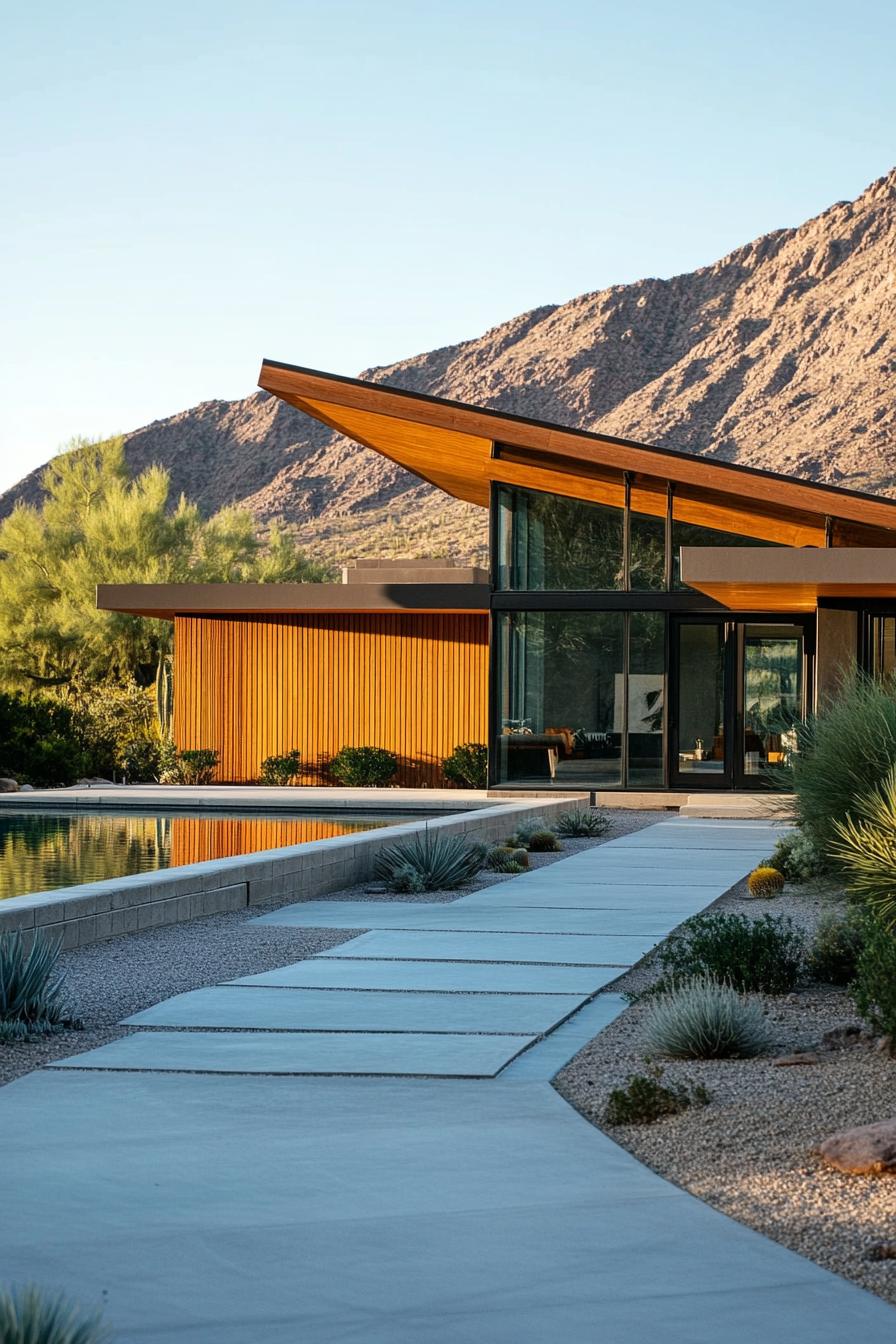 Stylish mid-century house with sharp angles and glass walls