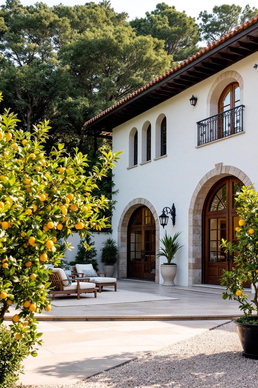 Italian villa with lemon trees and patio