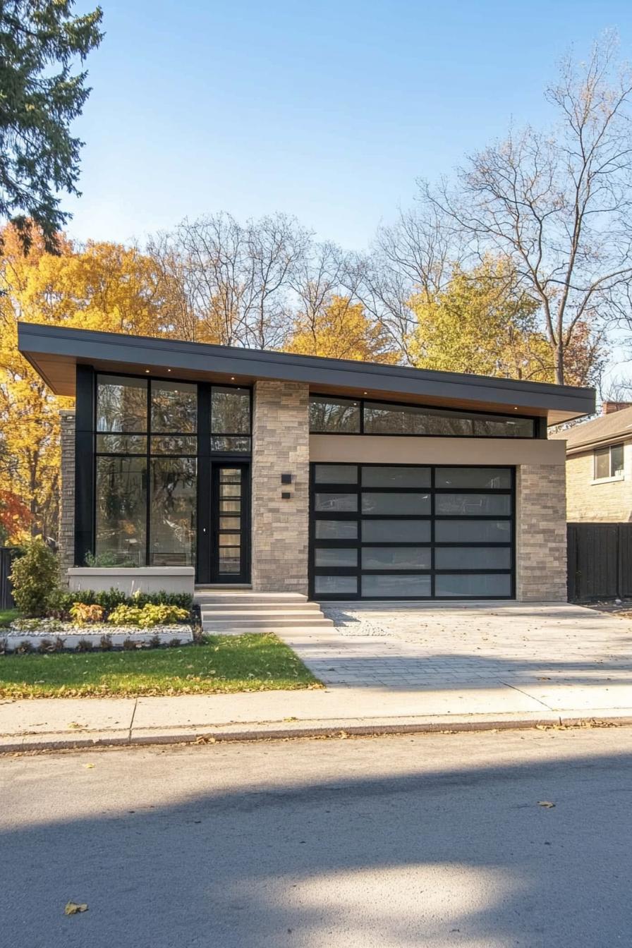 Modern house with a skillion roof and large windows