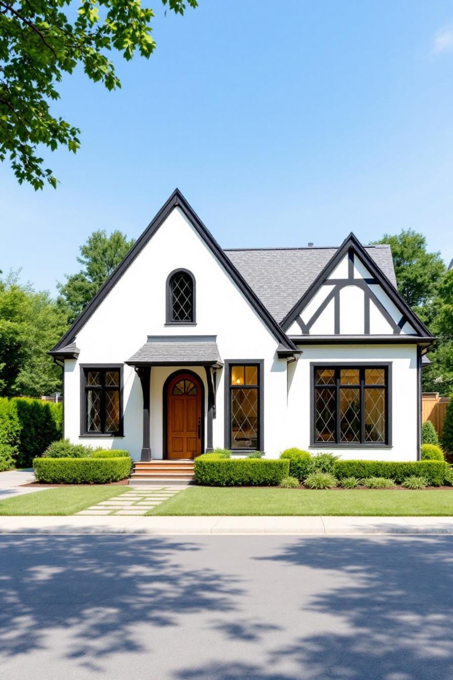 Charming Tudor cottage with black and white accents