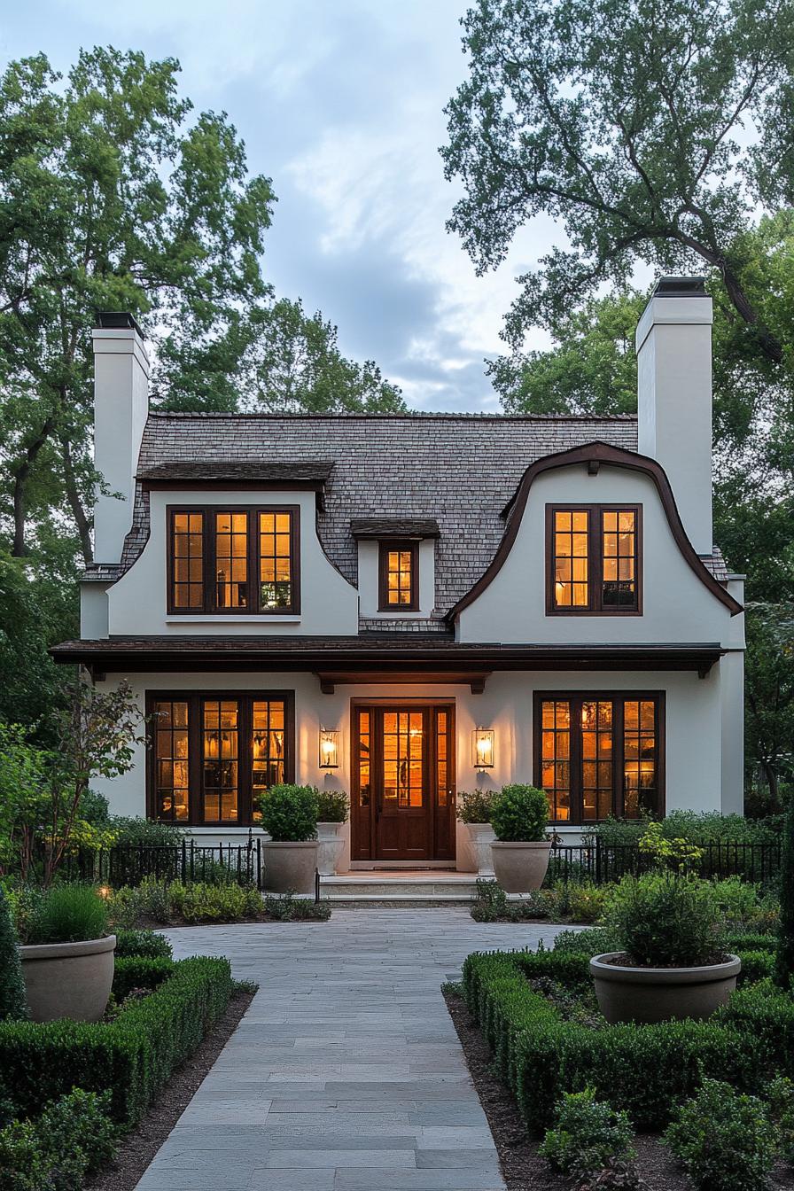 Charming, illuminated cottage with lush greenery