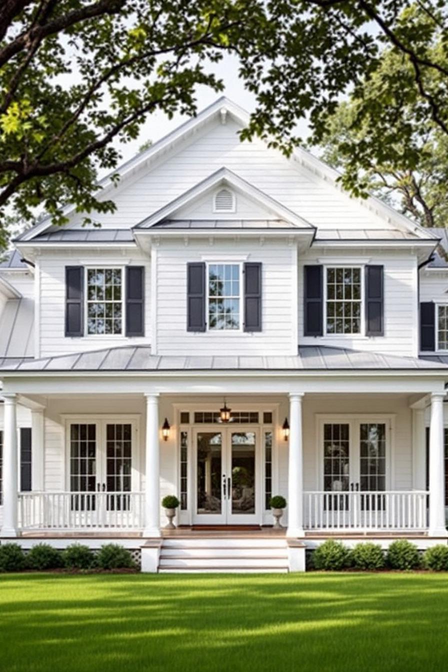 Classic Southern home with white pillars and porch