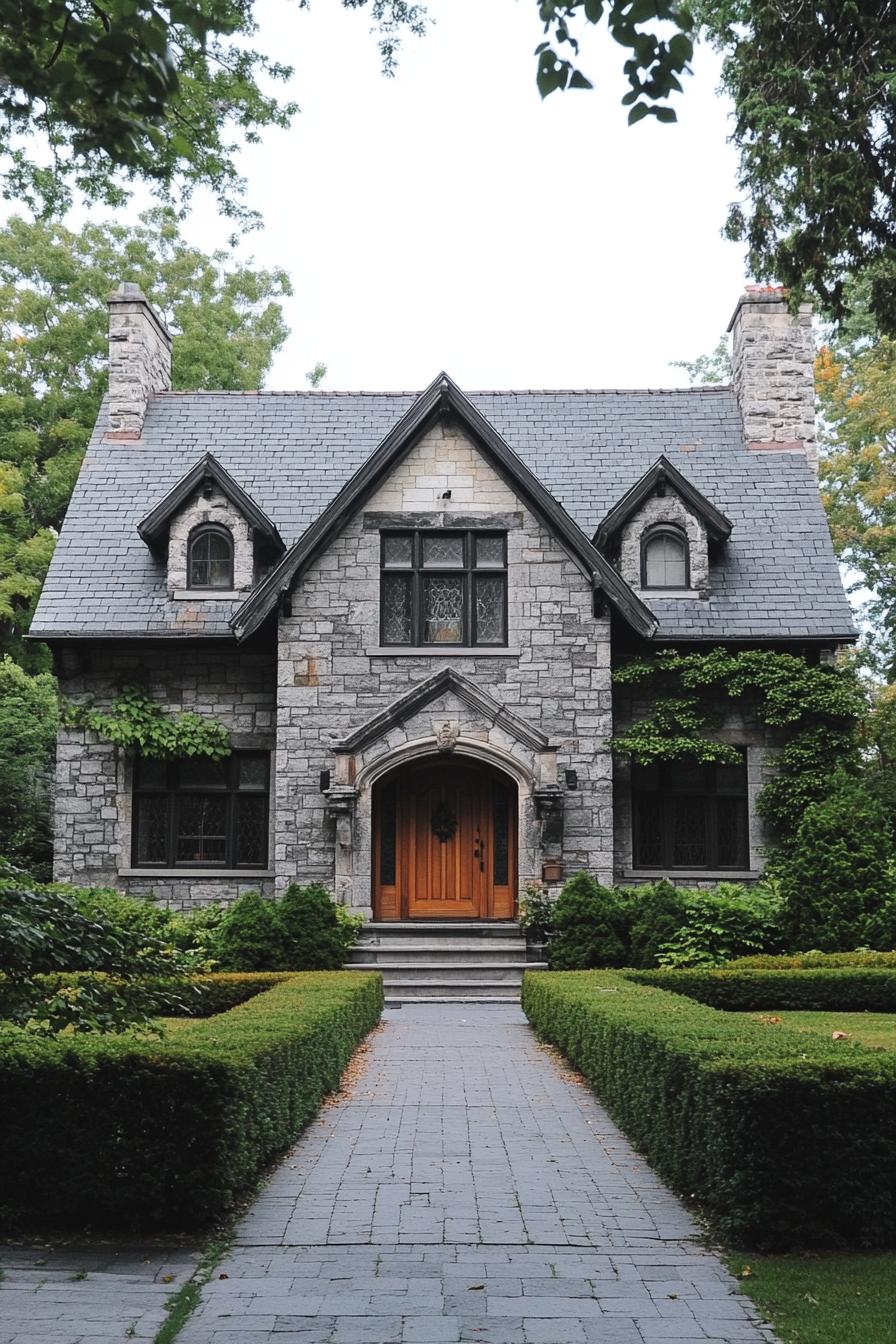 Stone cottage with lush greenery and inviting path