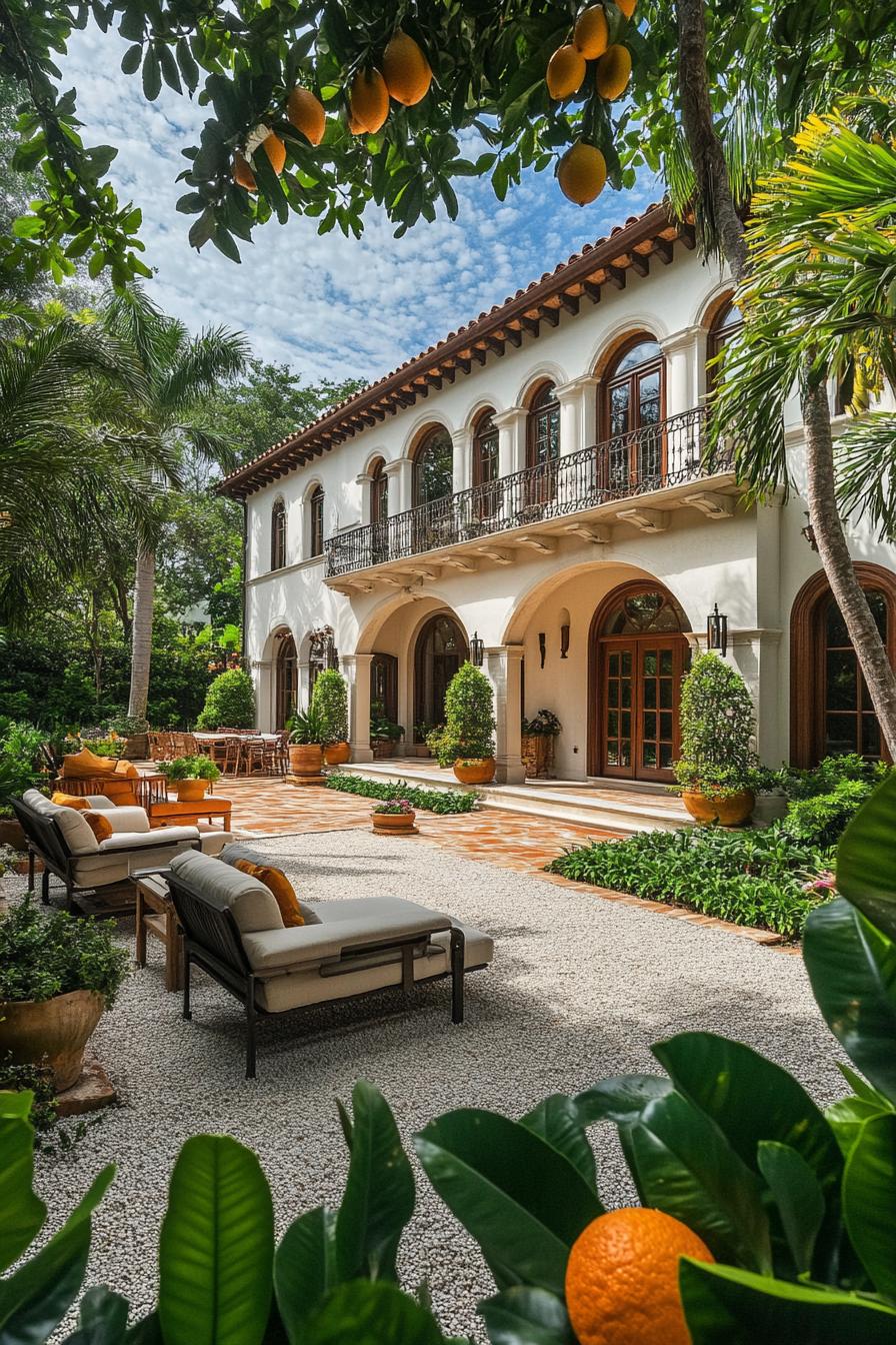 Elegant Italian villa with arches and garden