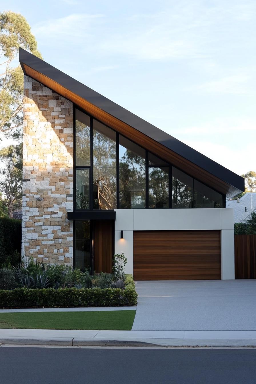 Modern house with a dramatic skillion roof