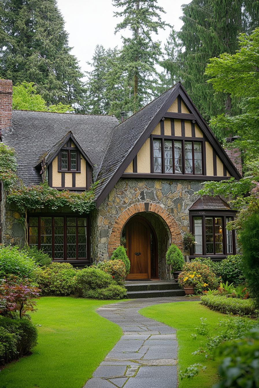 Charming Tudor cottage with lush garden path