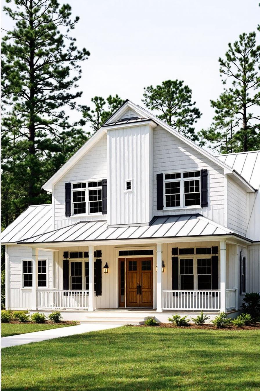 Classic Southern-style white house with a charming front porch