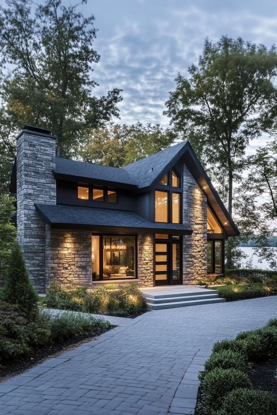 Modern stone cottage with large windows