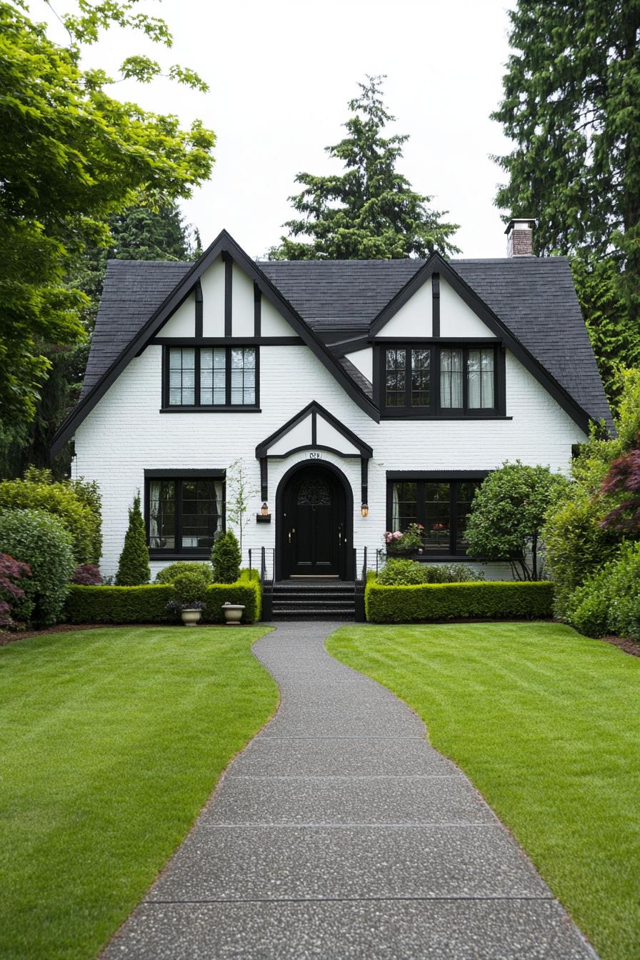 White house with bold black trim