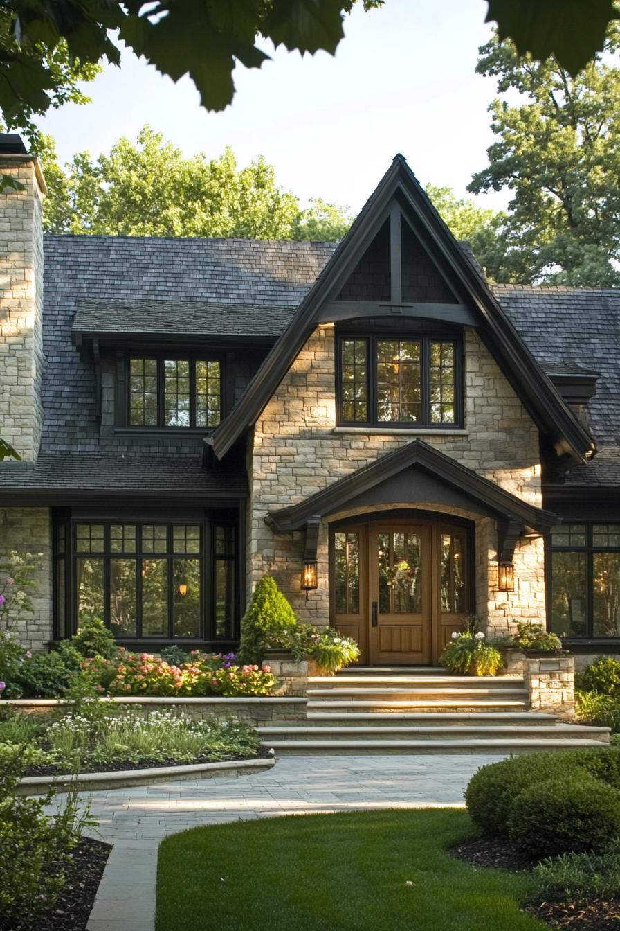 Charming stone cottage with a steep gabled roof