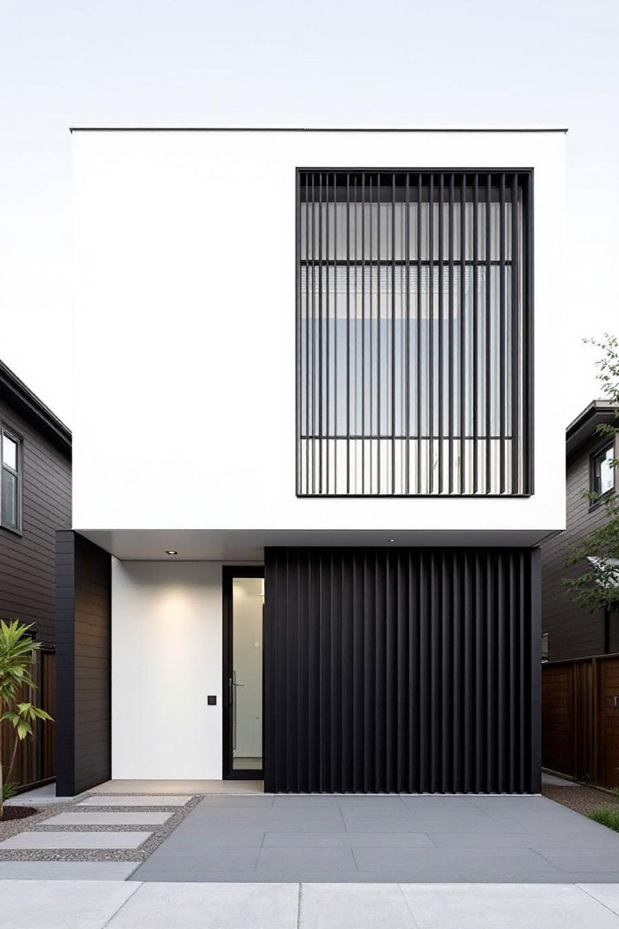 Modern minimalist house with contrasting black and white design