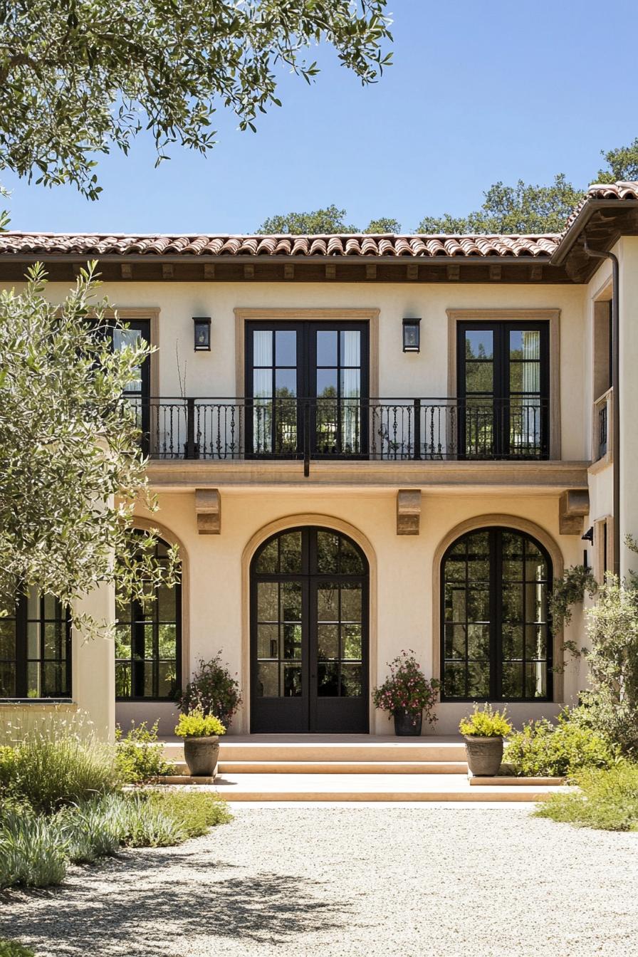 Elegant villa with arched doors and terracotta roof