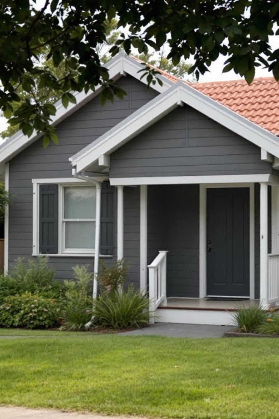 Charming cottage with green shutters and orange roof