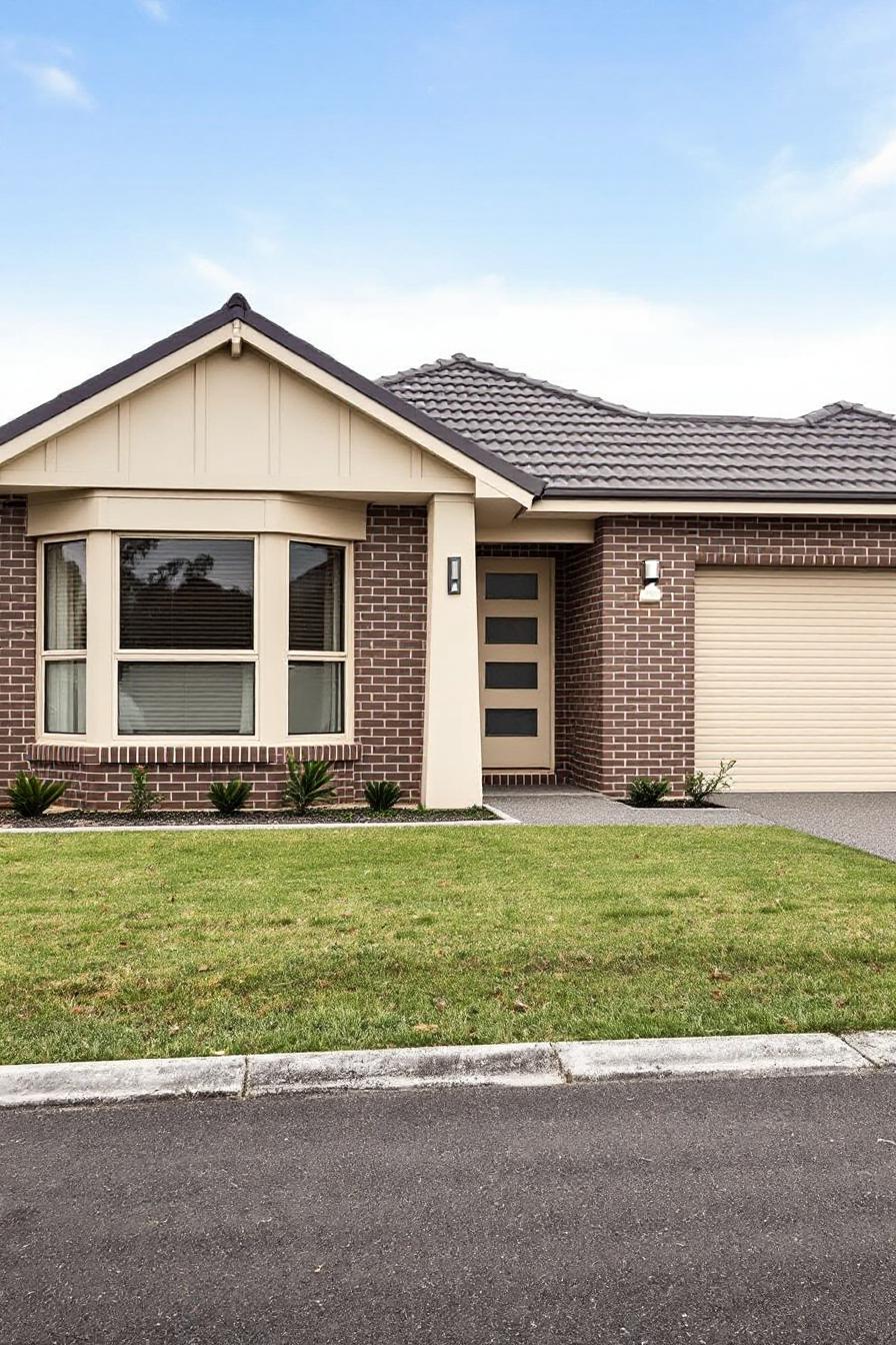 Brick cottage with a tiled roof and a neat front lawn