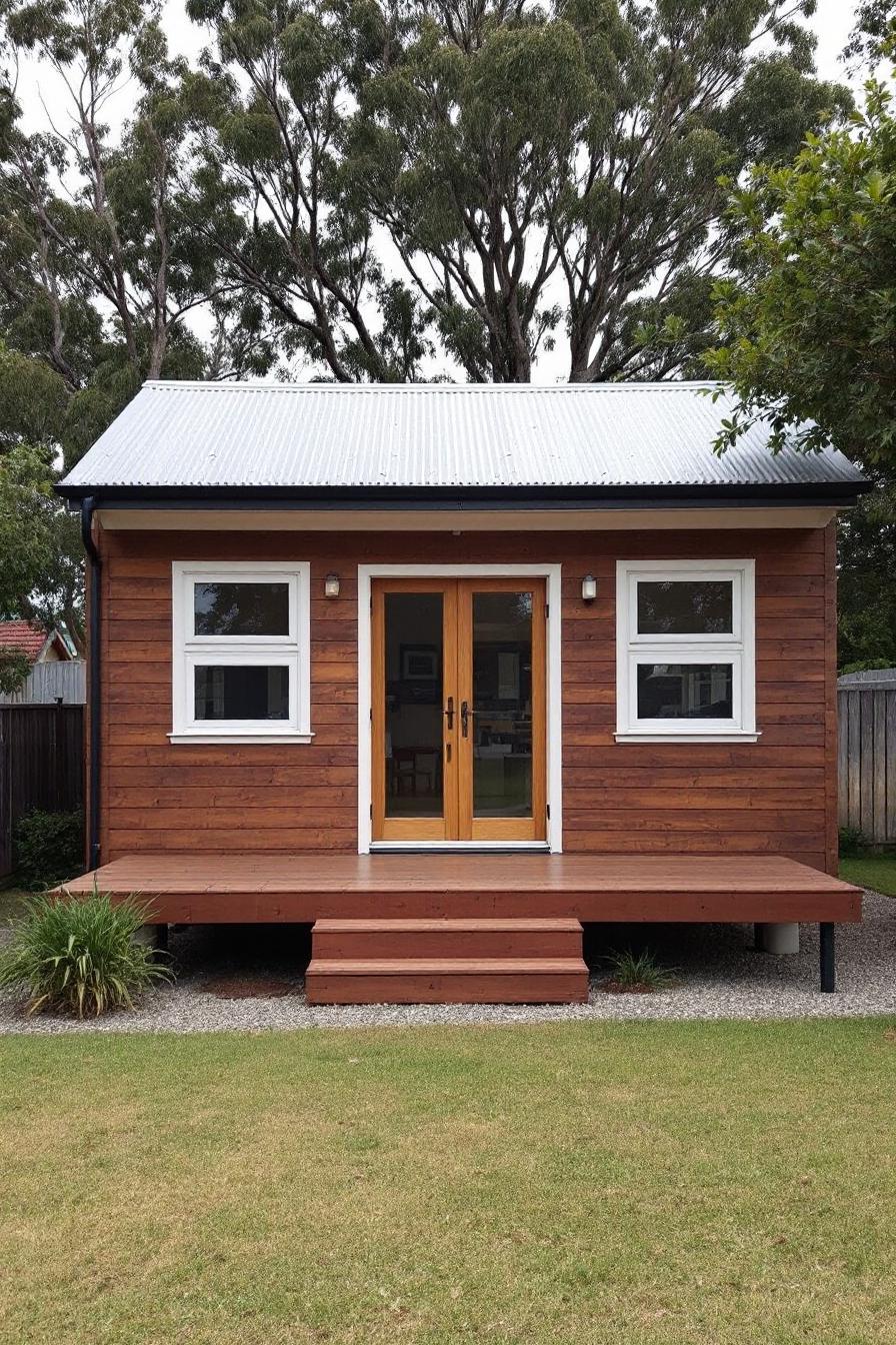 Small wooden cottage with front porch