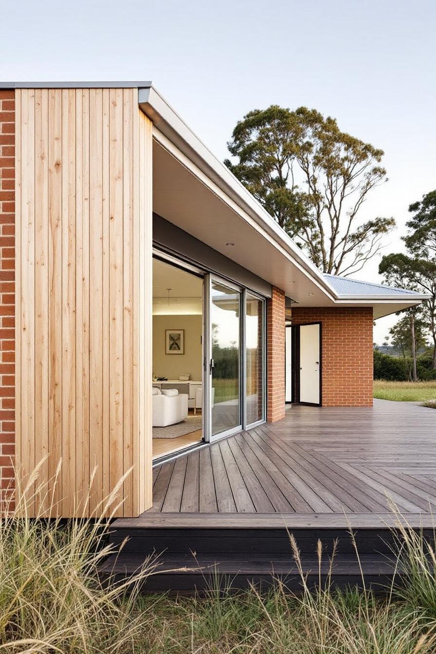 Modern cottage with wooden siding and glass doors