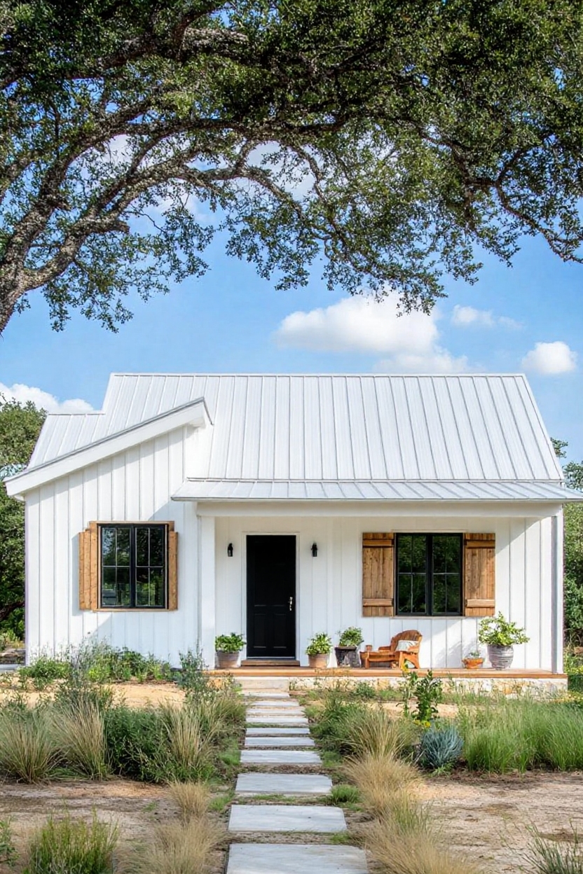 change house color to white and doors and windows to black