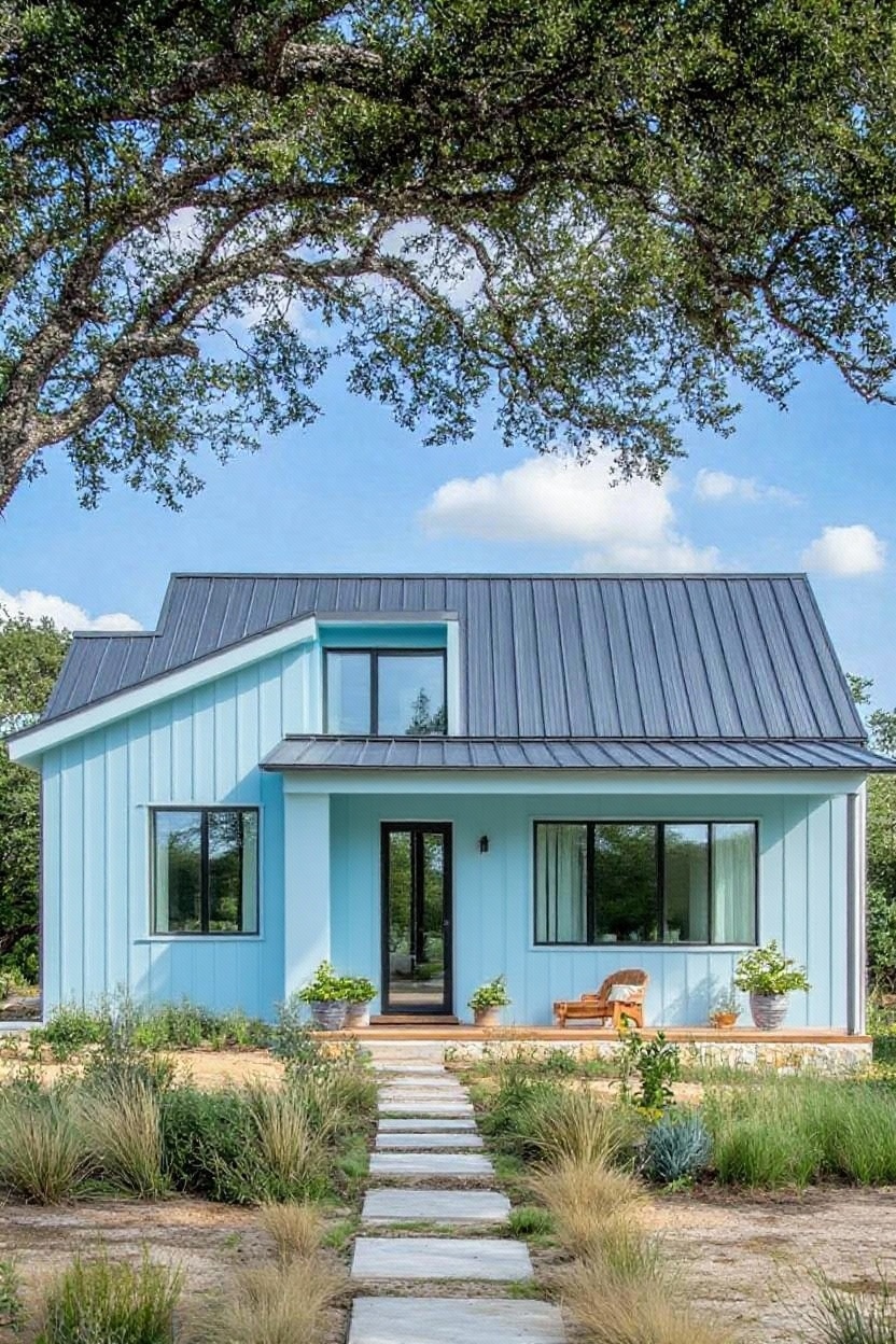 change house color to pale blue