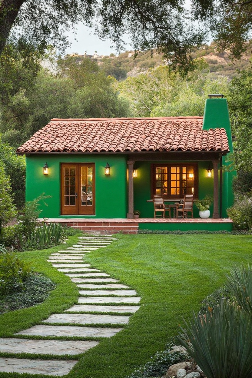 change house color to green paint