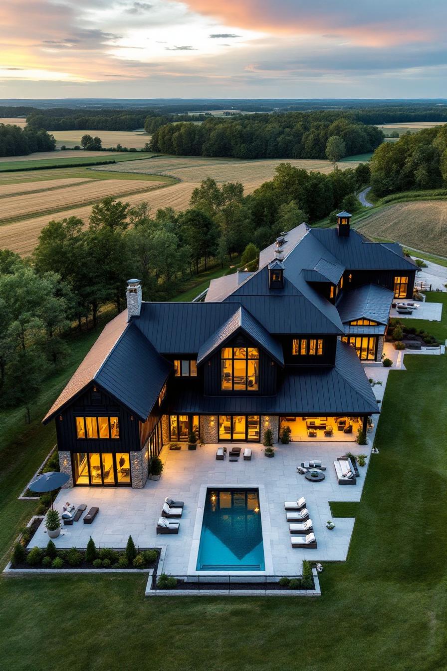Luxurious house with pool in scenic countryside
