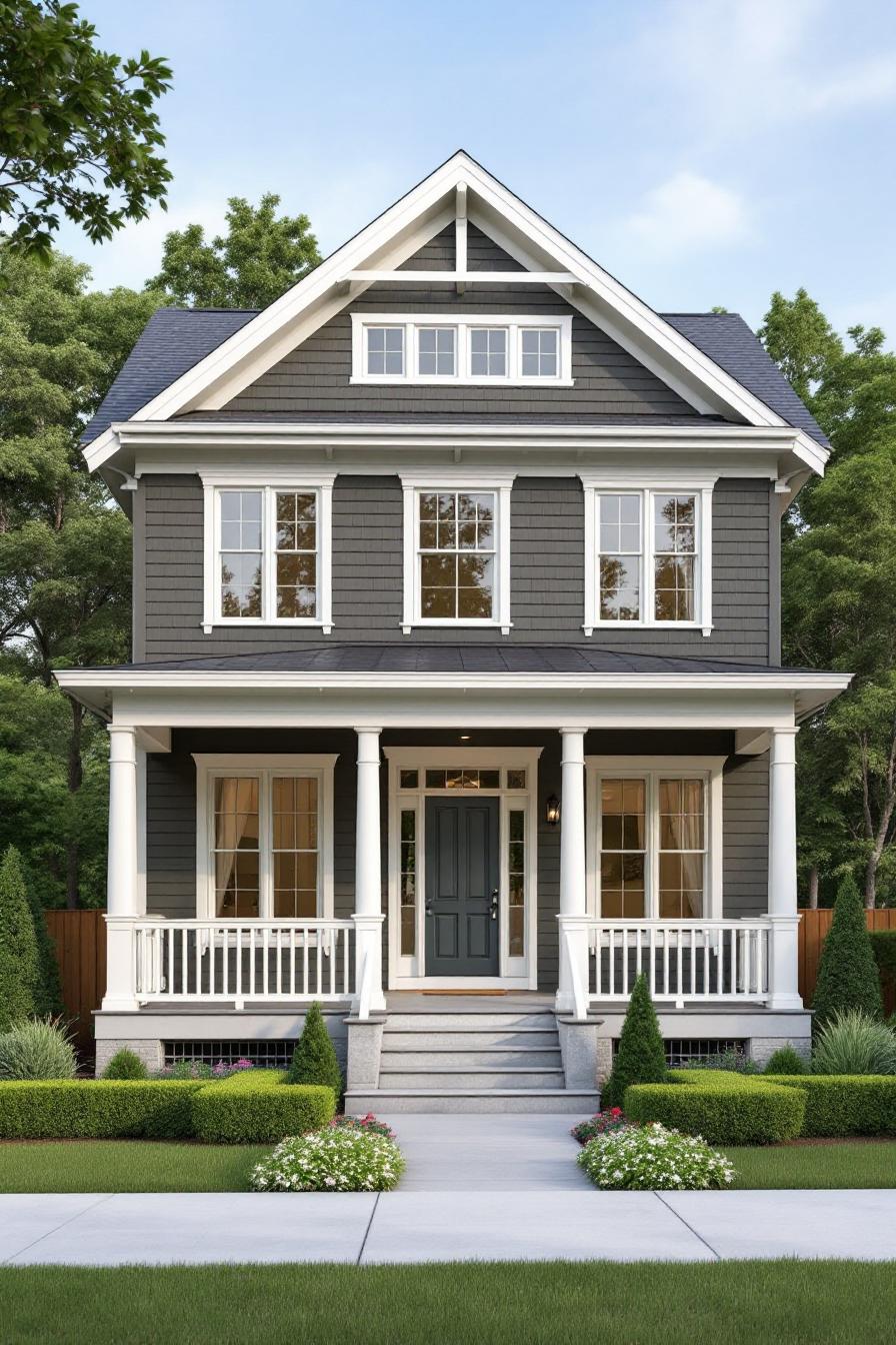 Classic American Craftsman house with gable roof and front porch
