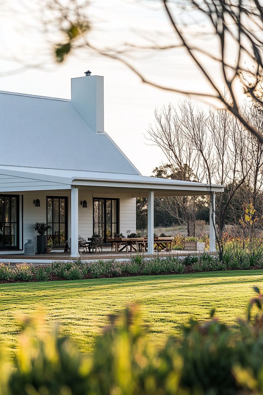 White country house with wraparound porch
