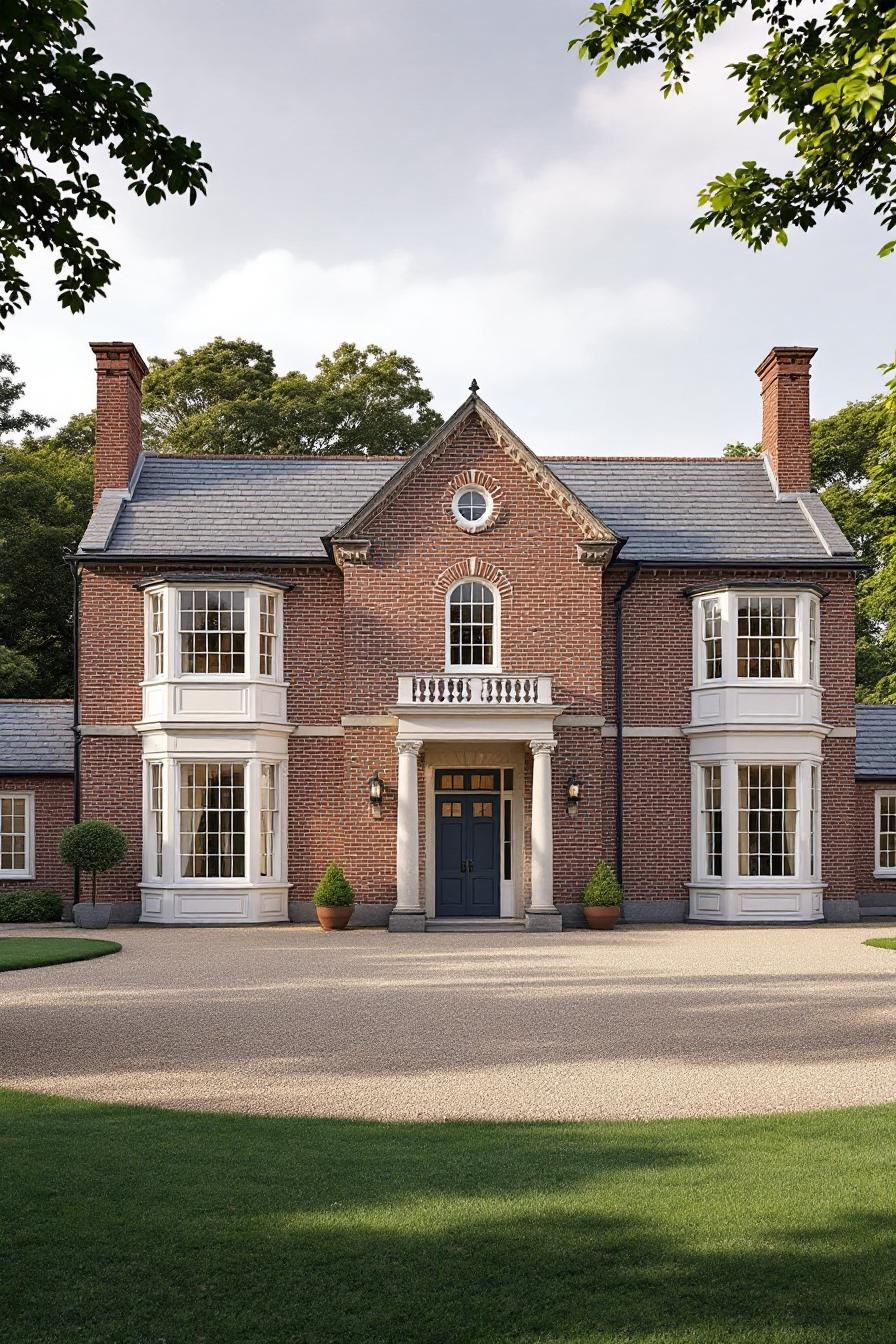 Charming red-brick Georgian house with white columns